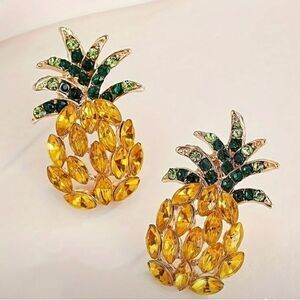 🍍🆕 🍍BoHo Gold Plated Pineapple Gemstone Earrings🍍🔅